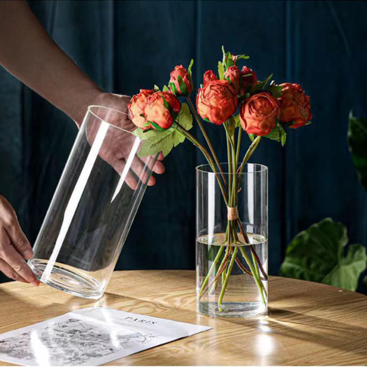 Amazon.co.jp: YJFFQ ガラス 花瓶 花器 ホワイト シリンダー 円柱 花瓶